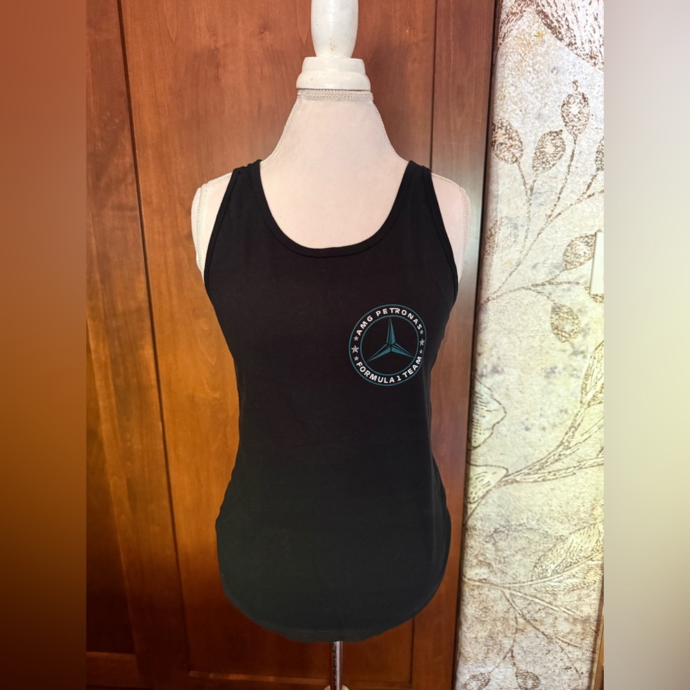 ⚜️ AMG PETRONAS FORMULA 1 TEAM BLACK TANK TOP SMALL. #44 HAMILTON ON BACK ⚜️